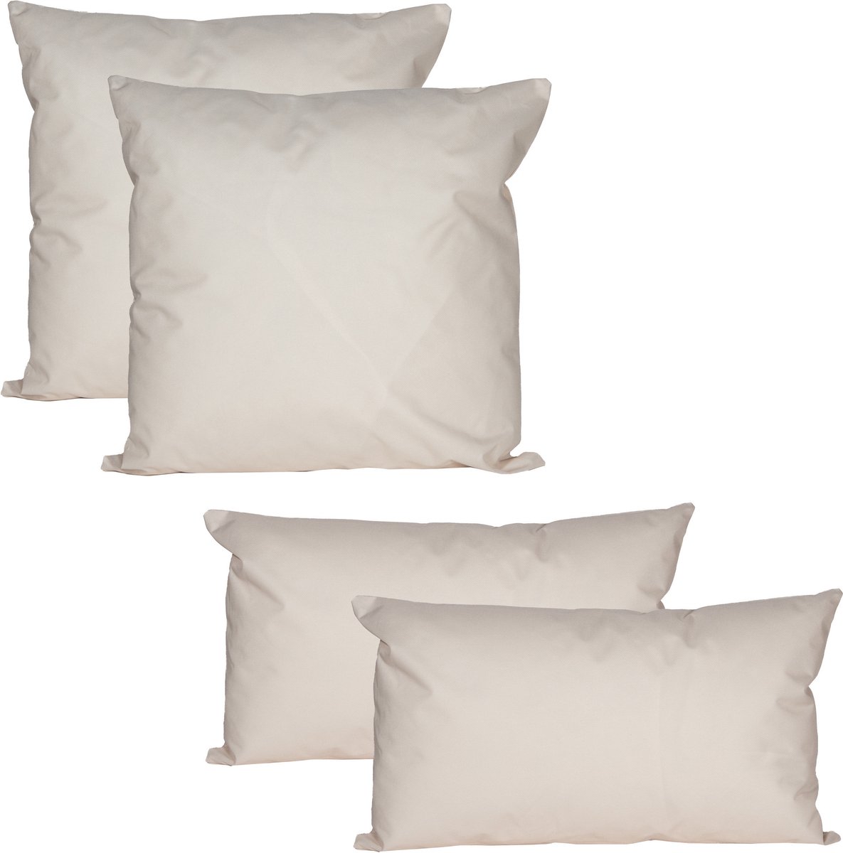 Anna's Collection Buiten of tuin sier kussens - 4x stuks - zand/beige - 2 maten - 30 x 50 cm / 45 x 45 cm - binnen/buiten