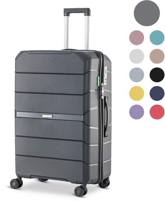 SKYCASES Urban Adventurer - Medium Reiskoffer - Cijferslot - 44x27x66cm - 78L - Trolley met Kofferslot - Spinner wielen - Antraciet V2