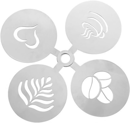 Moules à café SNQ - Lot de 4 - Acier inoxydable - Moules à couronne de café - Moules personnalisés pour Café - Décoration de gâteaux