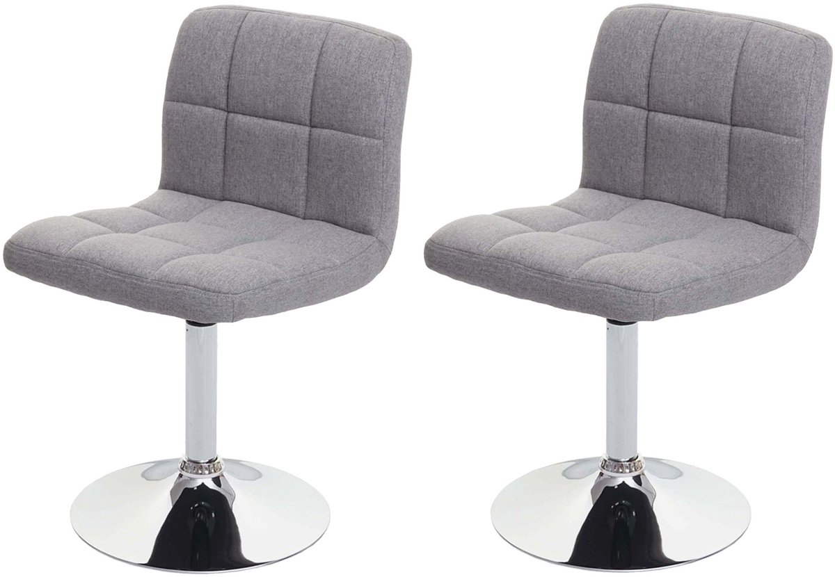 MCW Set van 2 Kavala eetkamerstoelen, keukenstoelen, stof/textiel, verchroomd, draaibaar, MVG-gecertificeerd ~ lichtgrijs