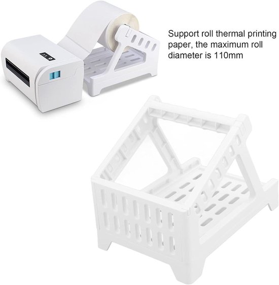 Etikethouder voor rollen en ventilator-gevulde etiketten Beugel Plastic Label Papier Houder van Thermische Barcode Sticker Etiketprinter voor Levering, Supermarkt, Apotheekwinkel (2 in1 Houder -Zwart
