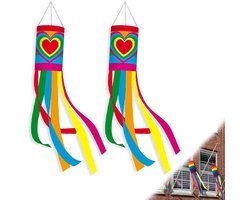 Windzak - Windsok - Windvaan - Windvanger - Kleurrijke Windvanger - Windzak Voor Buiten - Windrichtingindicator - Windrichting- En Snelheidsindicatie - 100 X 13 Cm - Weerbestendig - Voor Buiten, Om Op Te Hangen, Terras, Binnenplaats, Tuin, Decoratie