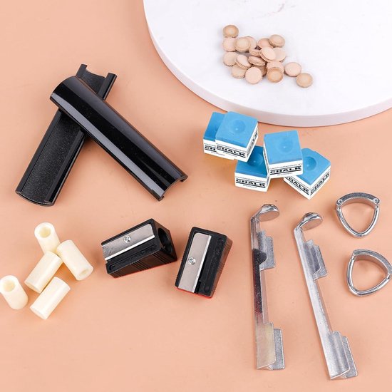 Biljartkeu reparatieset met 36 stuks accessoires inclusief tipklemmen — afbeelding 2