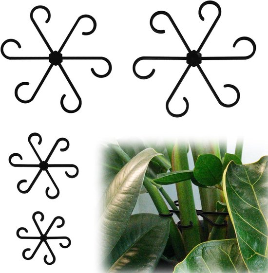 Foto: Klimmen kamerplant stengelsteunen 4 stuks plastic plantenklimmers stengelhouders herbruikbare plantenstamhaak groeiaccessoires voor planten zwart 