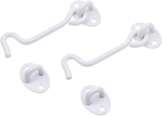 Lot de 2 loquets de porte avec vis pour fenêtres, garages, granges, portes coulissantes, blanc, crochets de fenêtre, 100 mm, acier inoxydable