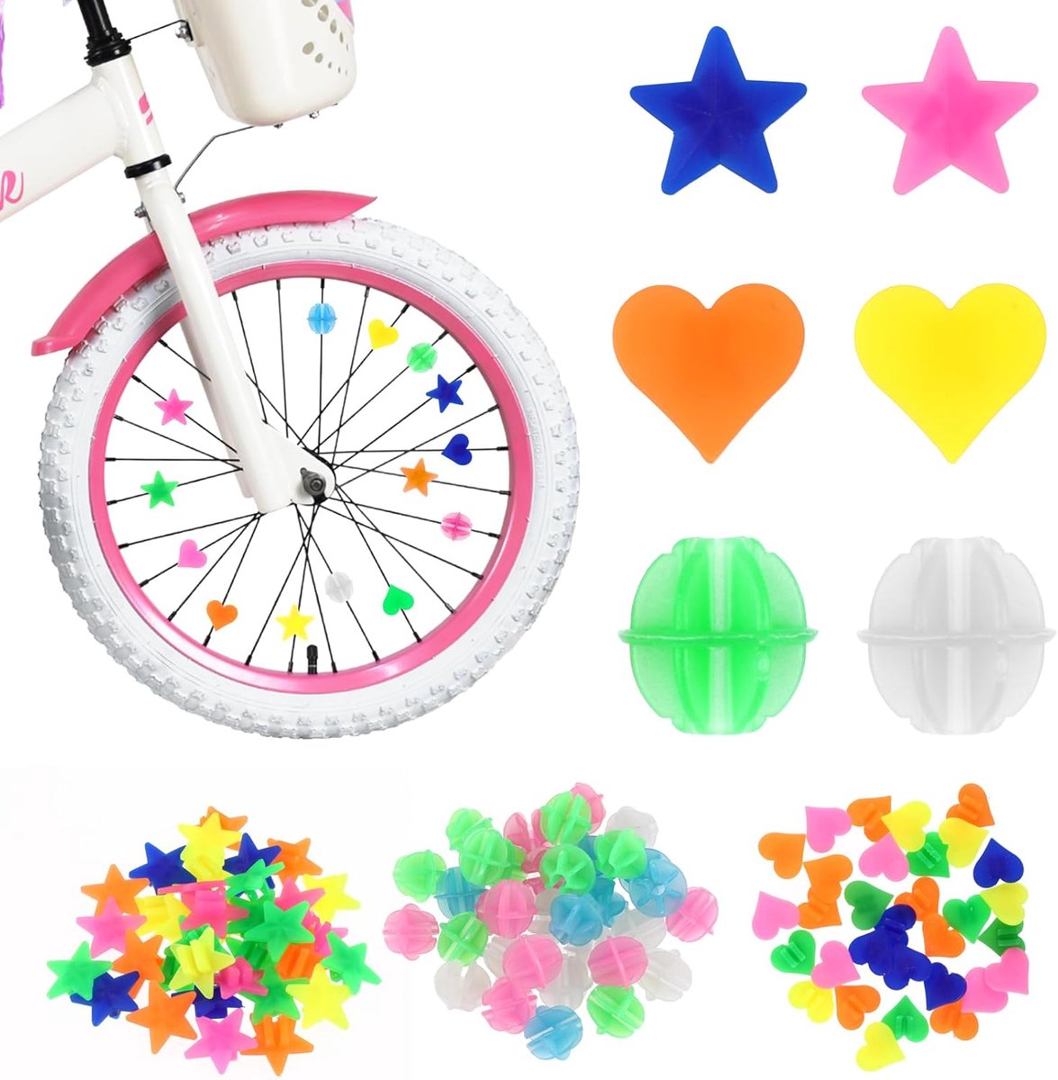 SNQ 216 stuks fiets sprak kralen-kleurrijke fiets wiel spaak kralen-fiets wiel spaak decoraties-voor jongens meisjes kinderen fiets decoraties-grappige fiets accessoires