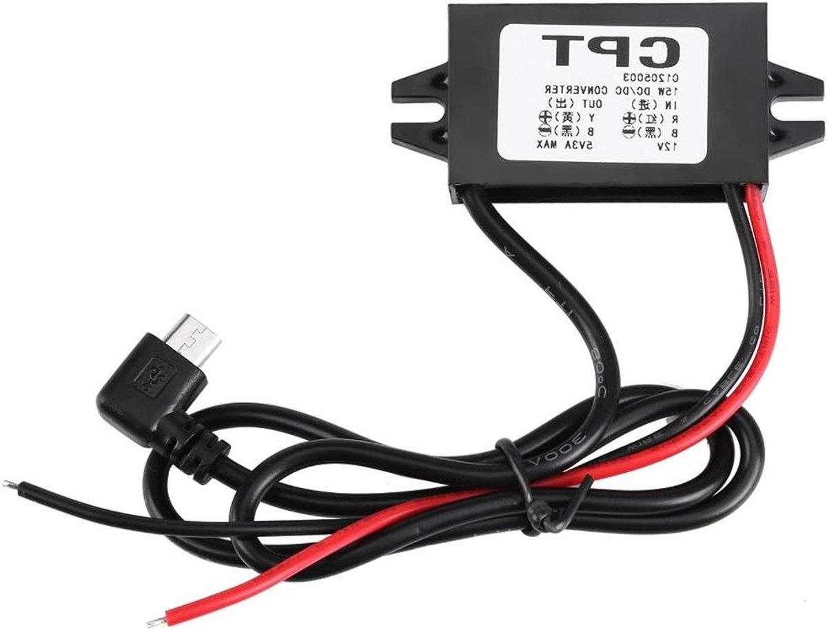 Allecto Plus - Spanningsomzetter DC-DC 12V naar 5V 3A met Micro-USB Auto Radio LED-display