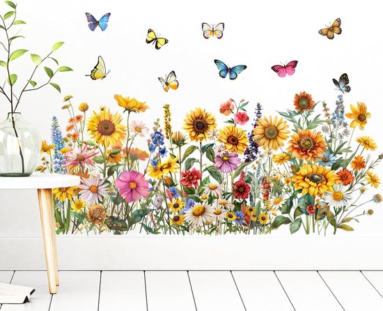 Muursticker - 60 × 60 cm - Stickers muraux Fleurs - Amovible - Sticker mural - Decor - Film adhésif autocollant - Convient pour la chambre et le salon - Décoration intérieure