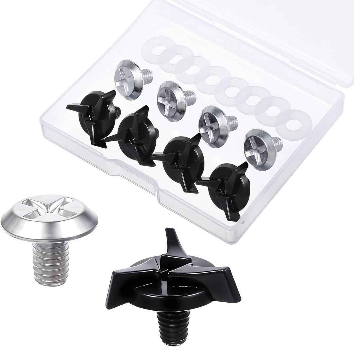 Motorhelm schroeven - Set van 8 stuks (Zwart en Zilver)