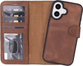 Lykke Leren Hoesje met Pasjeshouder voor iPhone 16 – Handgemaakt Echt Leer – MagSafe Hoesje –Bruin