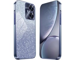 Allecto Plus - Dunne siliconen TPU hoesje voor Realme C55 - Blauw, schokbestendig en krasbestendig met glanzende sticker - Beschermhoesje