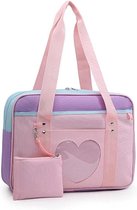 Ita Bag Crossbody Tote Bag Kawaii Leuke Pin Display Tas Messenger Japanse Transparante Clear Schoudertassen, Roze bont Bal