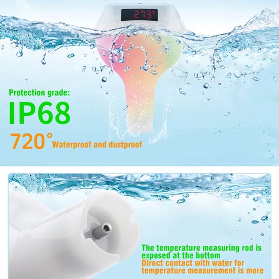 Digitale Zwembadthermometer op Zonne-energie - Waterdichte Temperatuurmeter met LED Display, Kinderslot & Draadloze Sensor - Voor Zwembad, Jacuzzi & Spa van Merkloos — afbeelding 2