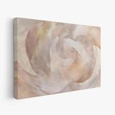 FineArtia - Zacht abstract pastelschilderij - Canvas Schilderij - 90 x 60 cm - Woonkamer Decoratie - Creme;Roze;Zilver - Slaapkamer Schilderij - Wanddecoratie