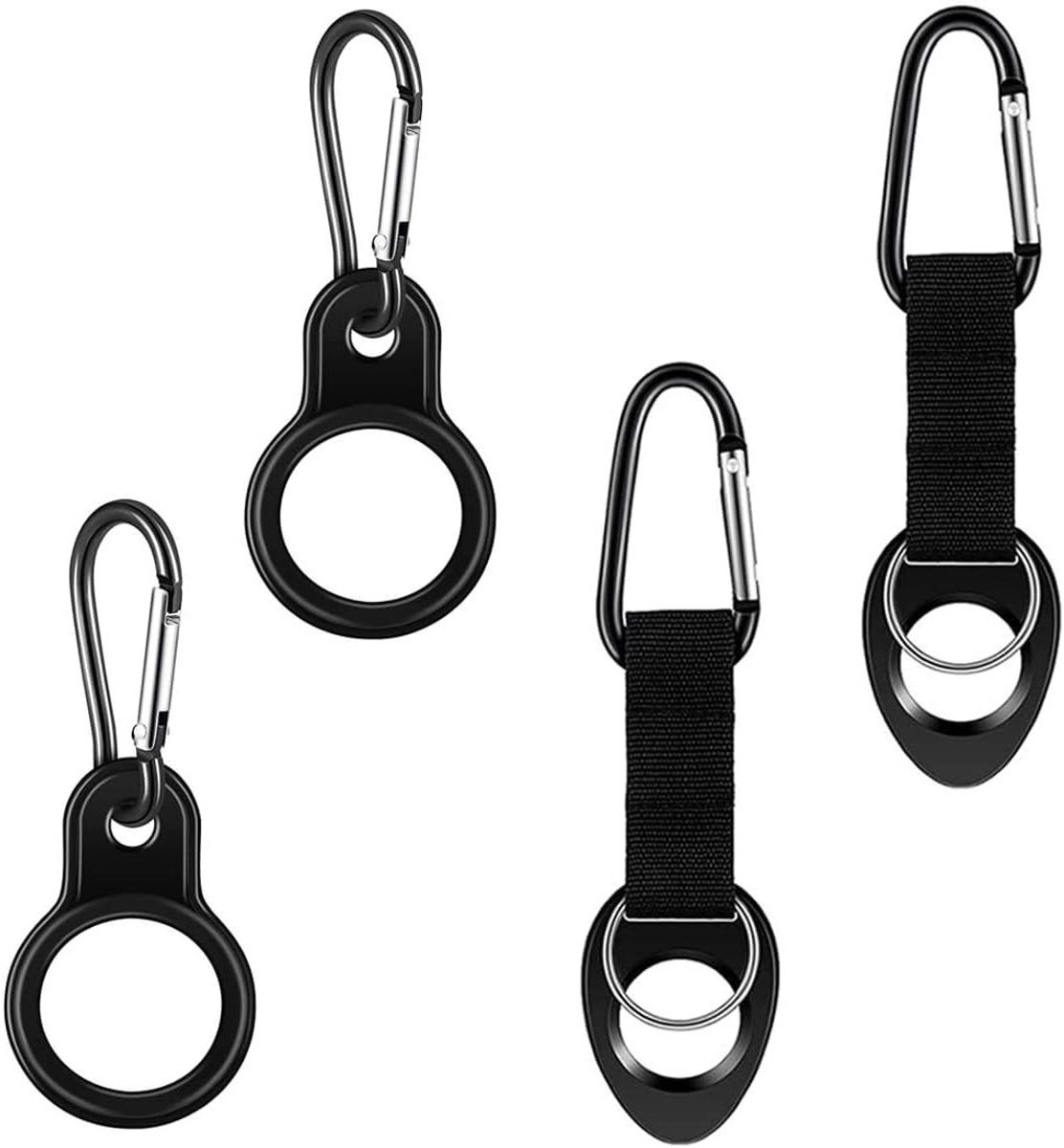 Allecto Plus - Flessenhouders 4 stuks met karabijnhaak en nylon riem - Waterfles houder clips flessenhouder - Flesjes vastklemmen met handige haak - Outdoor accessoire
