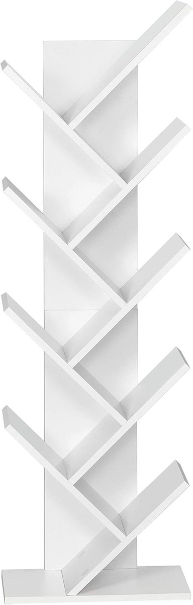 Vrijstaande boekenplank - 8-laags hout - geschikt voor woonkamer - wit - 40 x 127 x 20 cm