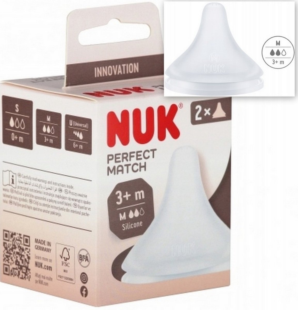 Goedkoopste NUK | Perfect Match Fopspeen voor babyflessen | 2 stuks | past voor Perfect Match Babyflessen | 3 m | maat M | 3 m