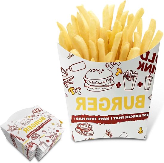 Kerafactum® 50 Stuks Vetdichte Pommetzakjes, Aardappelstokjes Geschikt Voor Vissen En Chips French Fries Motief Daily News Krantenzakjes Afmetingen 25 X 18 Cm 664349336