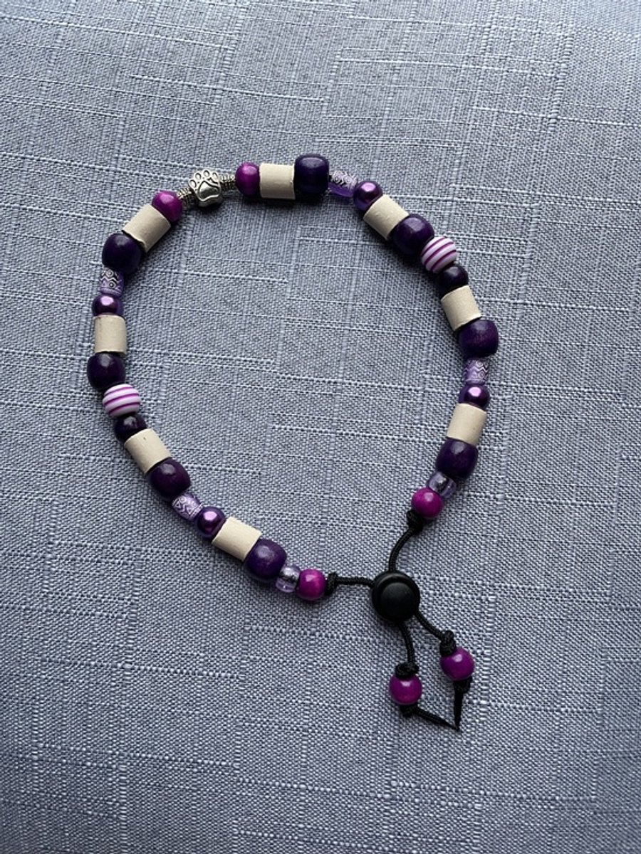 Anti teken/vlooien kralenketting-EM kralen-Luna-33/40cm-naamopKado-hondensierraad