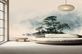 Peel & stick Fotobehang - Serene Island Reflection Mural - 250x200 centimeter