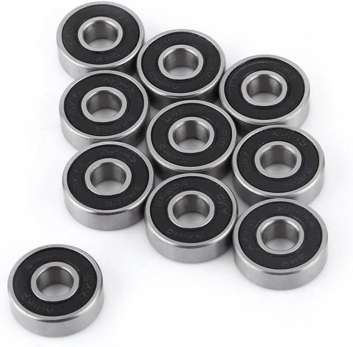 Allecto Plus - 10 stuks kogellagers met zwart rubber afgedicht - diepe groef - soepel draaiende wielen