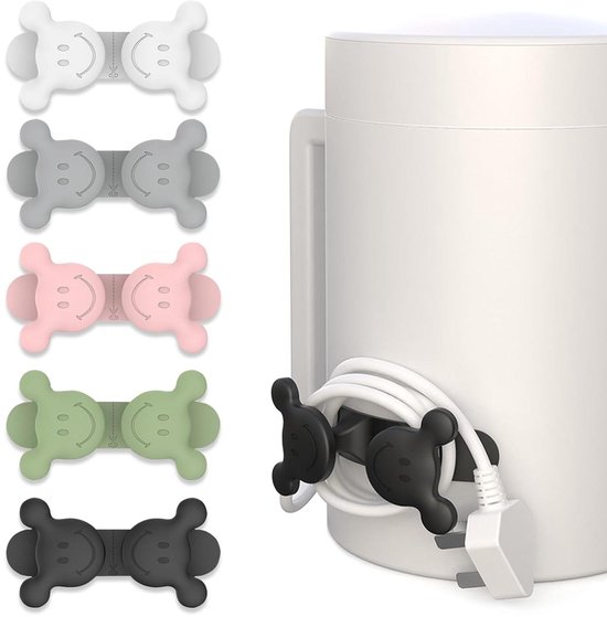 Allecto Plus - Enrouleur de câbles 5 pièces Organisateur de câbles Serre-câbles auto-adhésif Organisateur de câbles mural multifonctionnel pour Appareils de cuisine Cuiseur à riz Friteuse à air