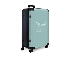 NoBoringSuitcases.com NoBoringSuitcases.com® - Koffer groot - Reiskoffer lichtgewicht - Quotes - Travel - Reizen - Wit - Rolkoffer met 4 wielen - Grote trolley XL - 98 liter bagage