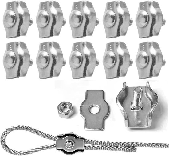Ezitruz 20 stuks kabelklemmen van metaal, 304 roestvrij staal buisklemmen 20 mm, enkel-gat U-buisklemmen bevestigingsschelle, kabelklemmen om te