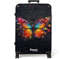 NoBoringSuitcases.com NoBoringSuitcases.com® - Koffer groot - Reiskoffer lichtgewicht - Graffiti vlinder met felle kleuren - Rolkoffer met 4 wielen - 98 liter bagage