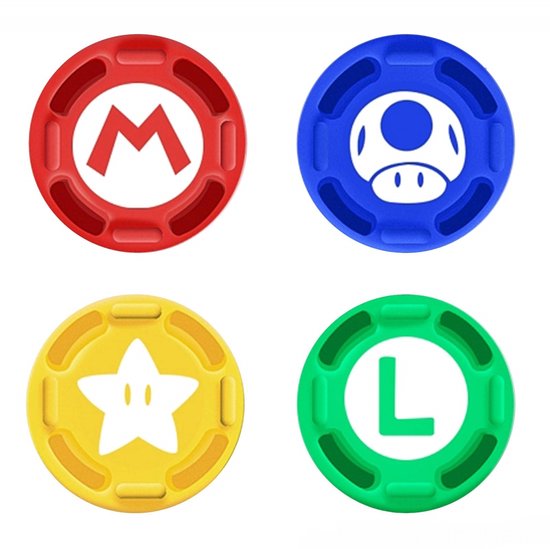 Foto: 4 x thumb grips joy con caps duim grip extra grip personage super mario geschikt voor de nintendo switch switch 2 switch lite en switch oled
