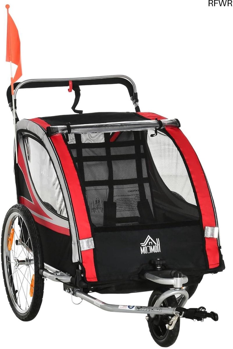 RFWR® Fietskar en Jogger voor Kinderen - 2-in-1 Kinderwagen met 26,4 kg Capaciteit en Reflectoren