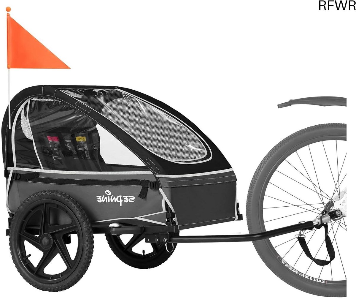 RFWR® Fietskar voor Kinderen tot 2 Personen, 12+ Maanden, Opvouwbaar met 5-Punts Harnas en Grote Opbergruimte