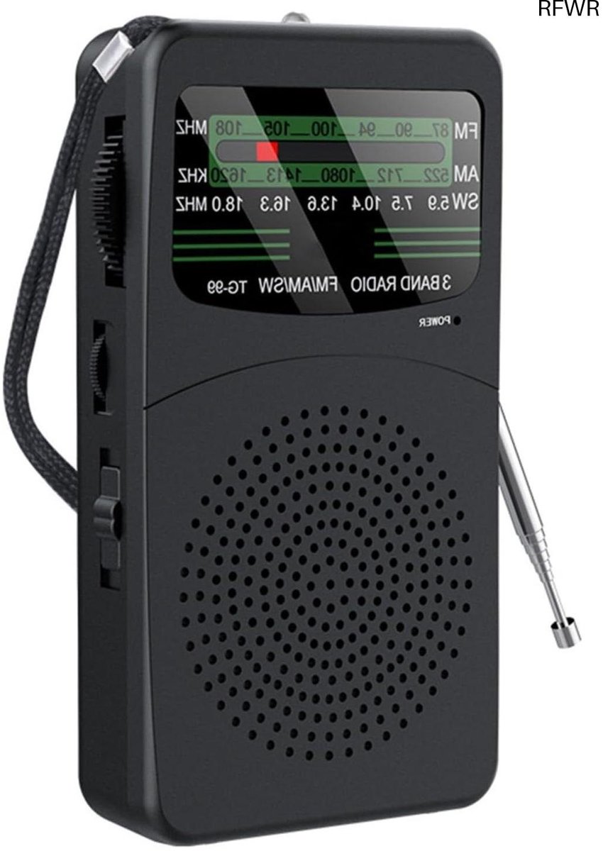 RFWR® Draagbare AM/FM/SW Radio met Krachtige 3W Luidspreker – Compact en Batterijgevoed voor Thuis en Buiten