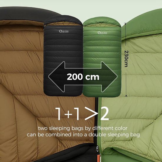 RFWR® Extra grote donsslaapzak 230x100 cm - 3-4 seizoenen, lichte en warme slaapzak voor outdoor en kamperen van Merkloos — afbeelding 5