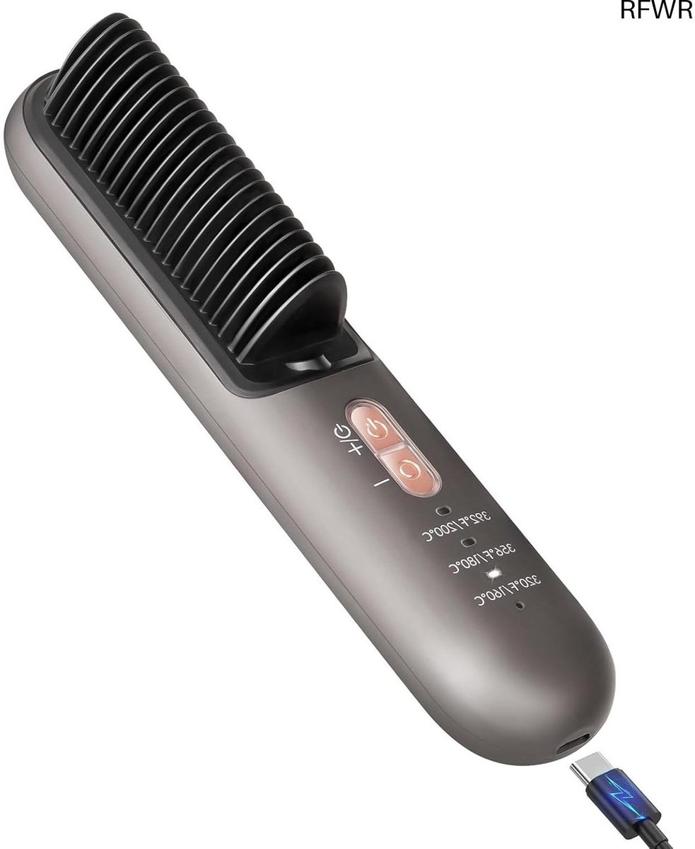 RFWR® Draadloze Stijltangborstel voor Kroesvrij Haar - Handige en Draagbare Stylingtool