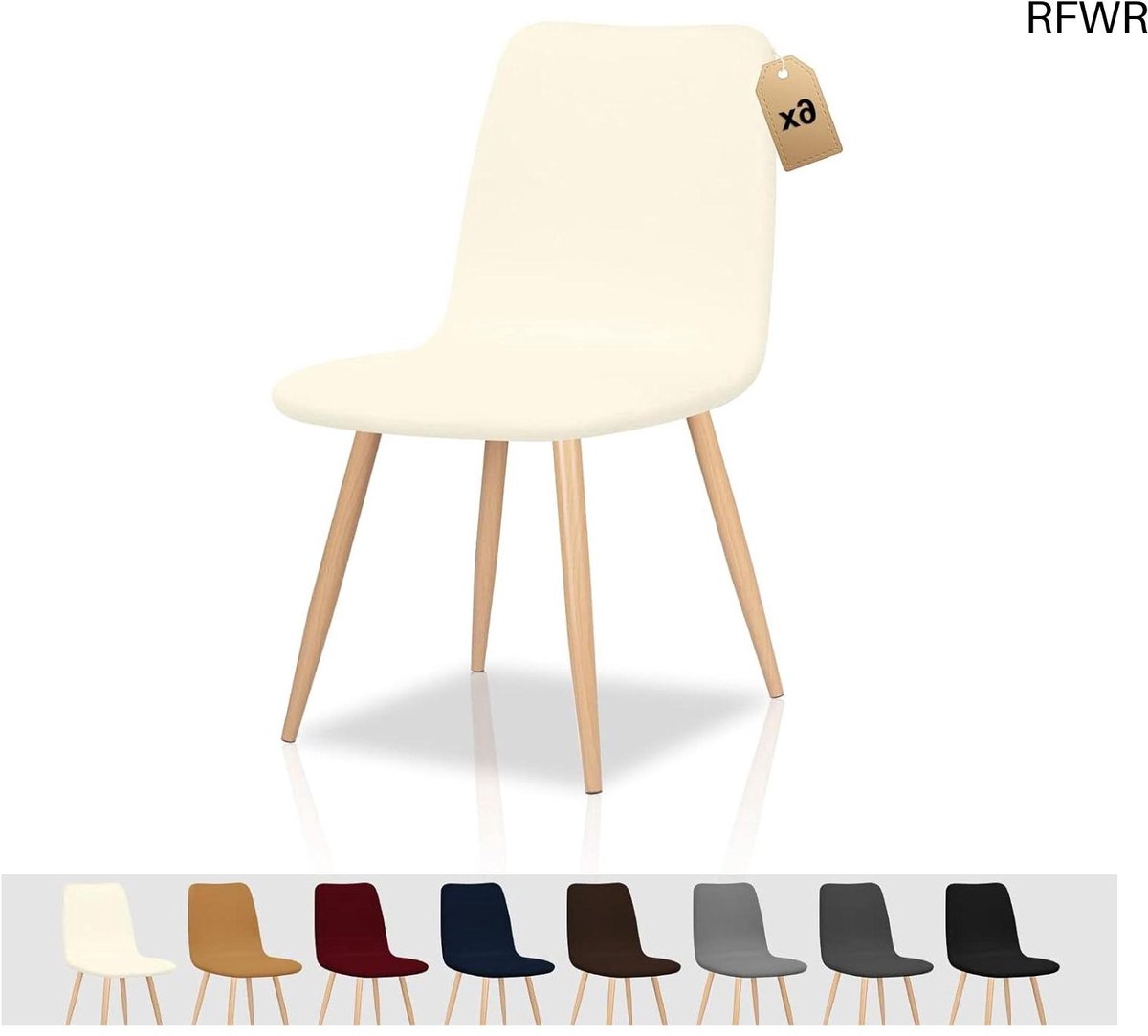RFWR Elastische Stoelhoezen Set van 6 voor Eetkamer - Vuilafstotend en Modern - Ronde Beschermhoezen Beige