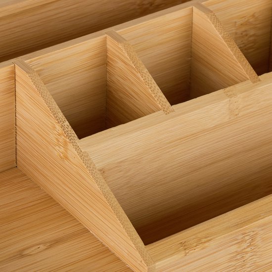 organiseur de bureau - avec tiroir - 6 compartiments - bambou