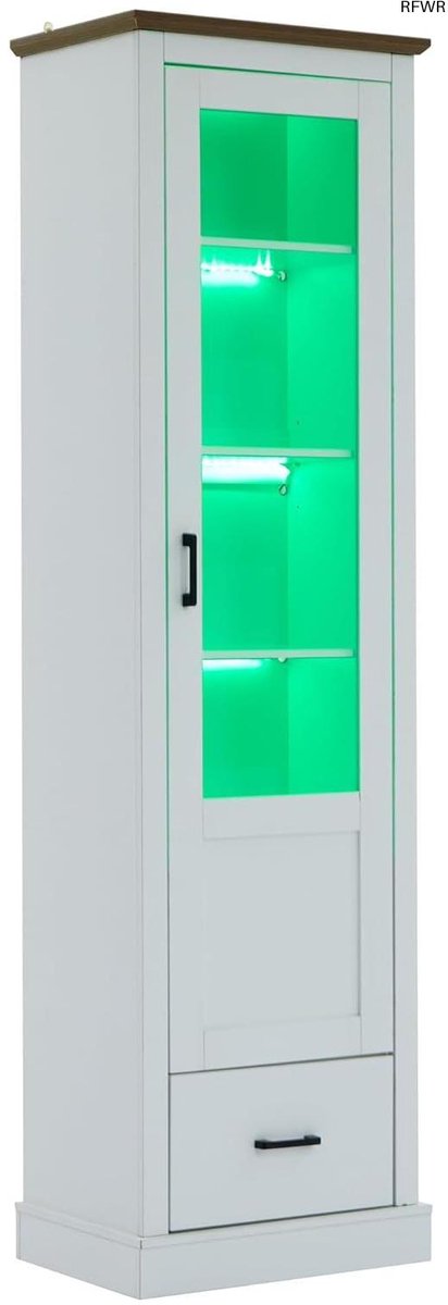 RFWR® Stijlvolle glazen vitrine met LED-verlichting - 178 cm hoog, 5 niveaus