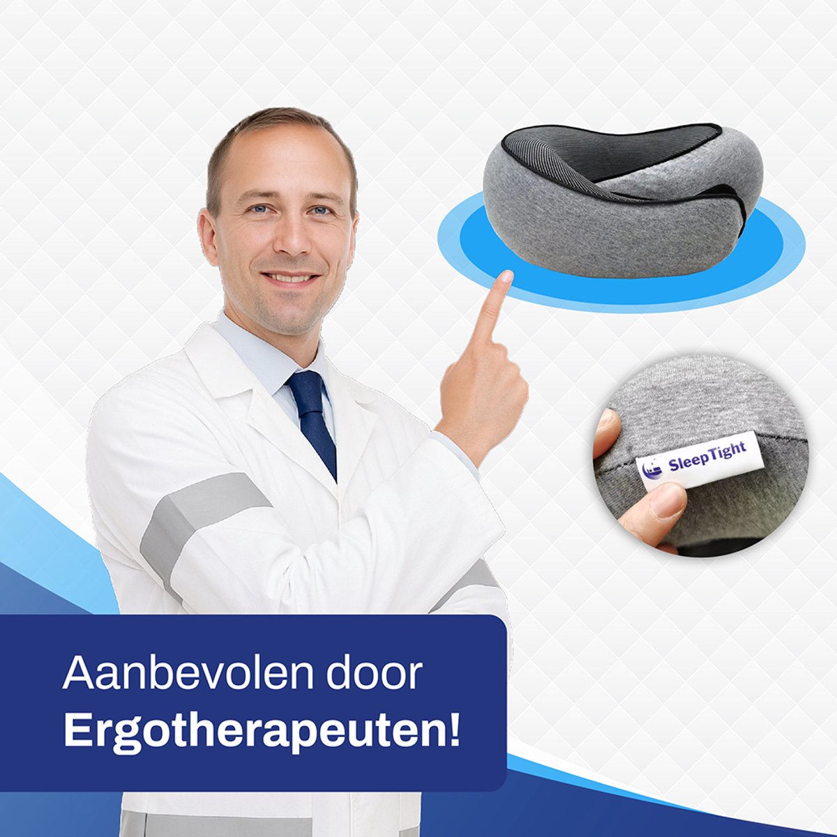 Sleeptight Nekkussen Vliegtuig of Auto - Reiskussen Set - 360° steun - Nekkussen Traagschuim - Travel Pillow Memory Foam - Met Oordoppen en Oogmasker — afbeelding 4