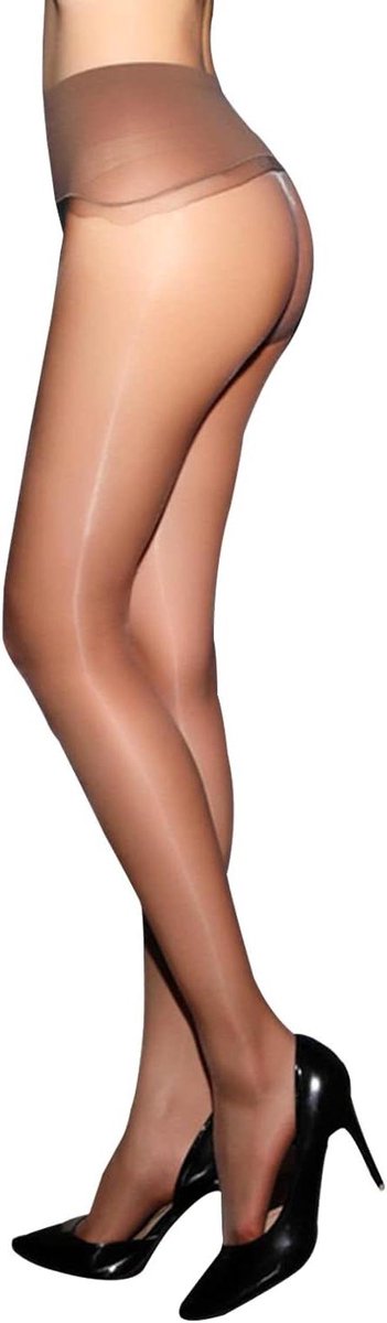 Transparante 3 denier panty met sexy glans en naadloos design - Bruin