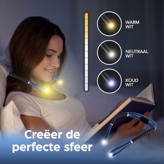 BP® Nekleeslamp Blauw - Neklampje voor Haakwerk - Nek Leeslamp - Leeslampje voor Boek - LED Leeslampje - Neklamp voor Boek en Handwerken - USB Oplaadbaar - 9 Standen - Blauw van Merkloos — afbeelding 3