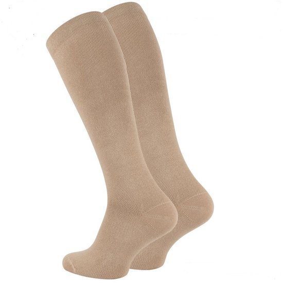 Bas de genou de compression - Bas de genou de voyage - Bas de maintien - Unisexe - Beige - Taille 43-46