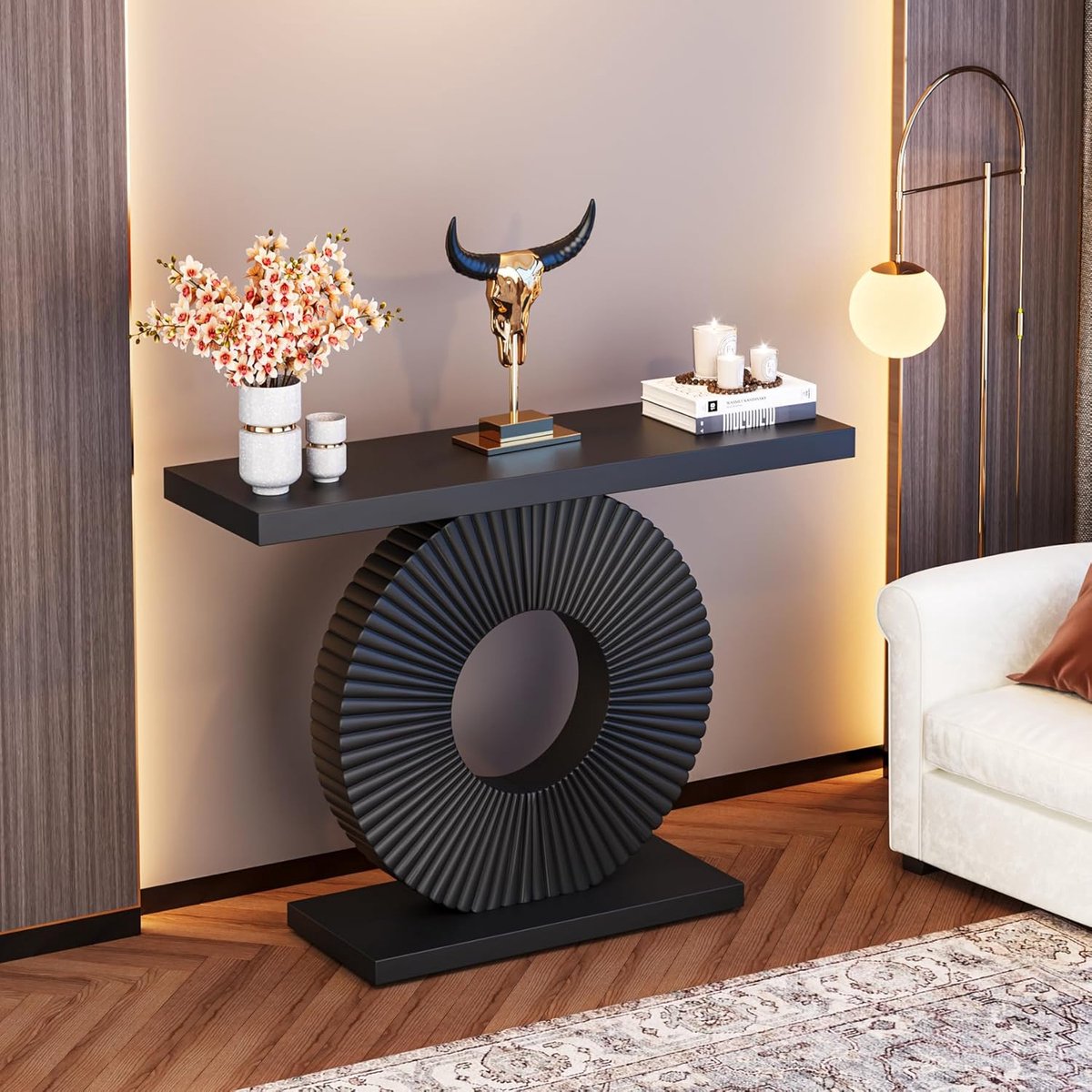 Tribesigns Moderne consoletafel 140 cm met plank, houten console achter de bank voor woonkamer, hal, entree, zwart Tribesigns Moderne consoletafel 140 cm met plank, houten console achter de bank voor woonkamer, hal, entree, zwart