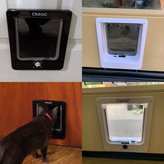 Waterproof Cat Flap with 4-Way Swivel Lock for Cats Small Dogs Easy to ...
