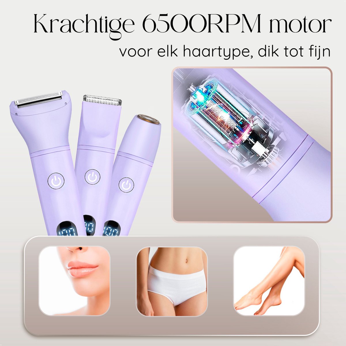 Sansbeauté 3-in-1 Ladyshave met Display - Gezicht - Ontharingsapparaat thumbnail 6
