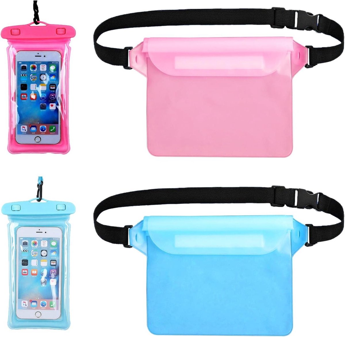 Allecto Plus - Waterdichte buidelzak voor telefoon - Set van 4 stuks - Meerkleurig