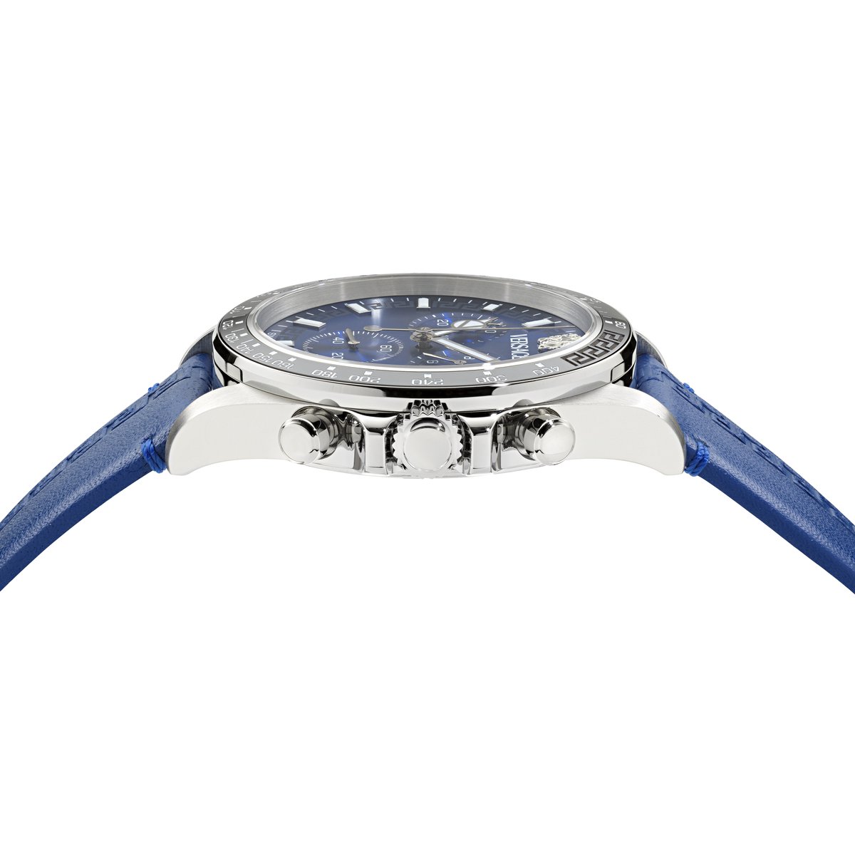 Versace Greca Chr Wave VE0H00125 Horloge - Leer - Blauw - Ø 43 mm