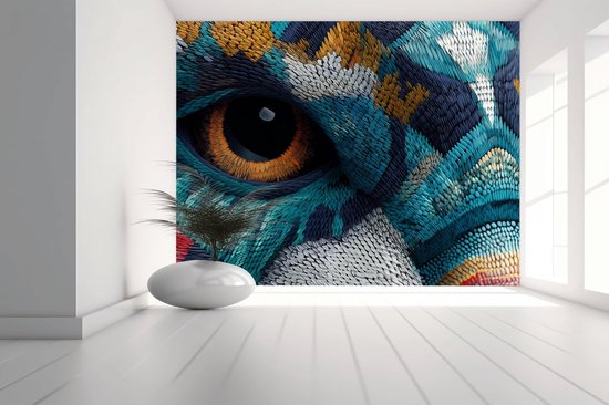 Peel & stick Fotobehang - Vibrant Mosaic Feline Mystique - 250x50 centimeter