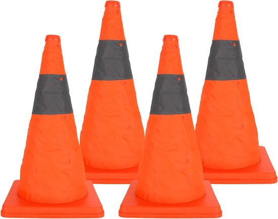 LDXDRU Pylone Waarschuwingskegel 45 Cm Inklapbaar Oranje - 4 Stuks Reflecterende Veiligheidskegels