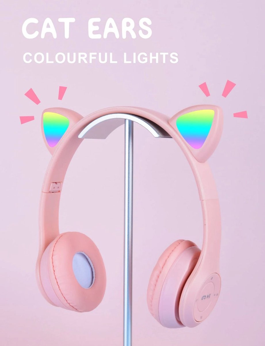 Draadloze Koptelefoon – Kattenoren – Met LED-licht – Bluetooth